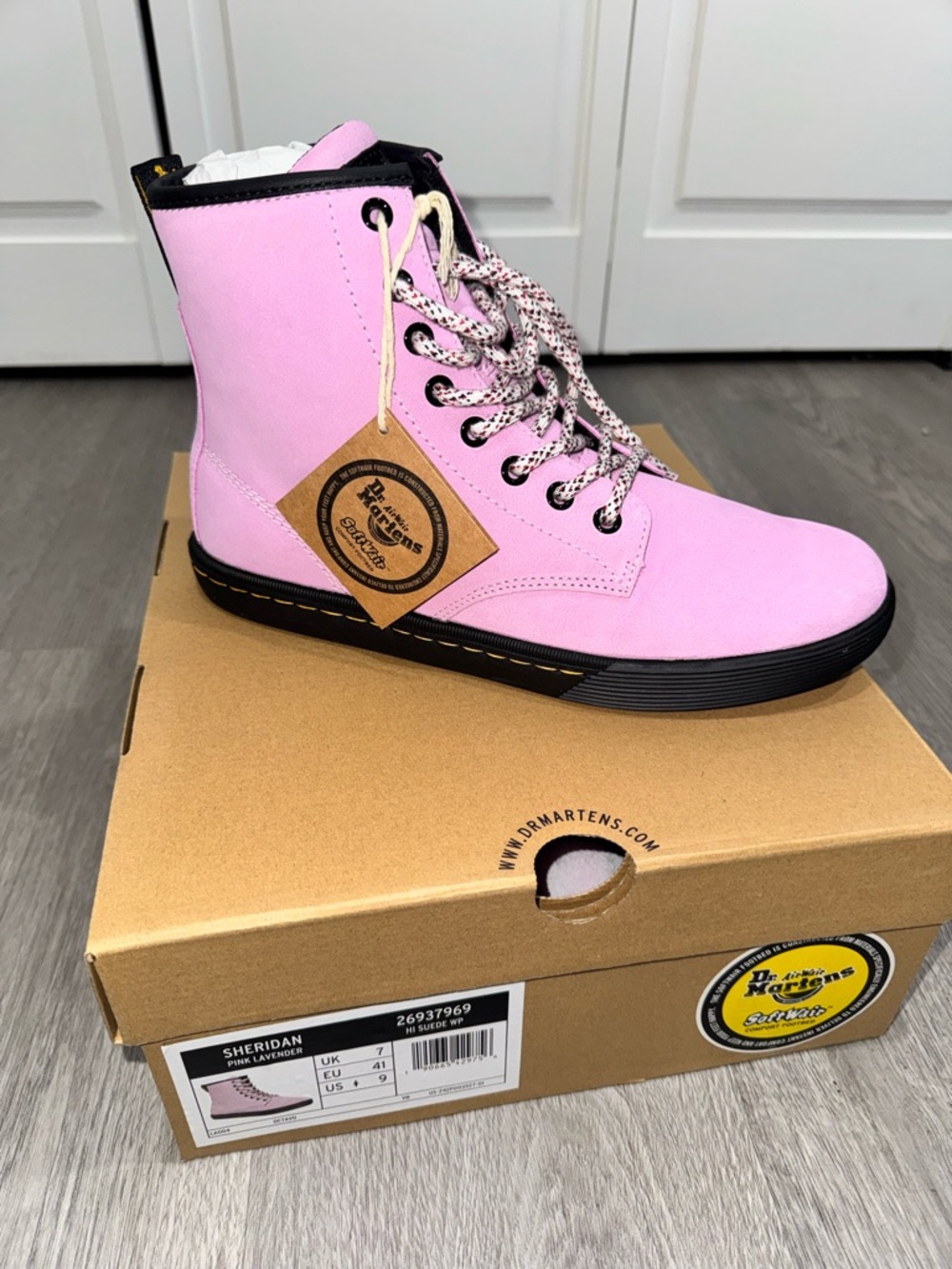 Dr. Martens Pink Lavender Sheridan Hi Suede Boot